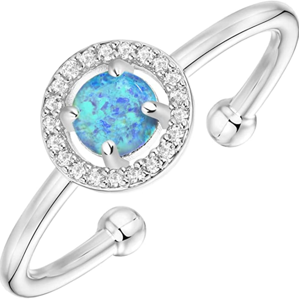 14k Gold Plated Adjustable Created Opal Rings  Stacking Rings  Gold Rings For